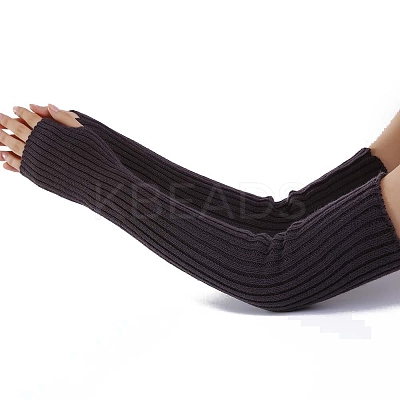 Acrylic Fibers Knitting Long Fingerless Gloves PW-WG9BE2E-13-1