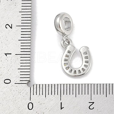 Brass Clear Cubic Zirconia Horseshoe European Dangle Charms KK-Q028-56P-1