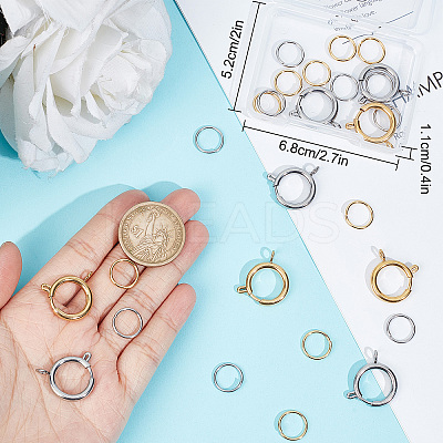 10Pcs 2 Colors 304 Stainless Steel Spring Ring Clasps STAS-BBC0001-96-1