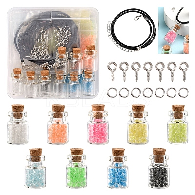 DIY Wishing Bottle Pendant Necklace Making Kit DIY-YW0005-80-1