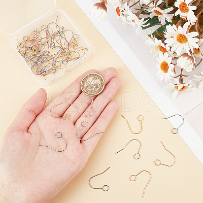 56Pcs 4 Colors 304 Stainless Steel Earring Hooks STAS-UN0054-21-1