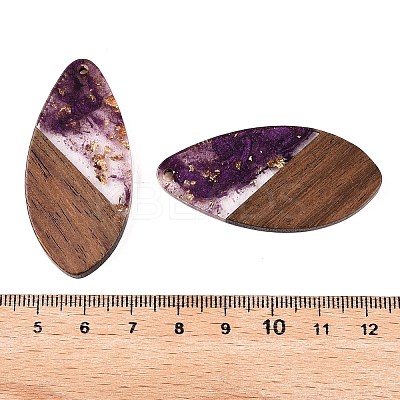 Transparent Resin and Walnut Wood Pendants RESI-T057-05H-1