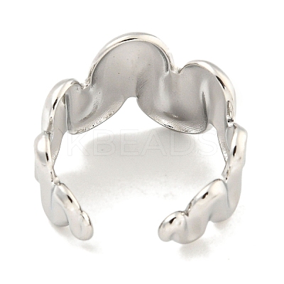 Non-Tarnish Wave 304 Stainless Steel Open Cuff Finger Rings for Women RJEW-P114-01P-1