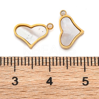 Ion Plating(IP) 304 Stainless Steel Pave Natural Shell Charms STAS-Z100-01G-03-1