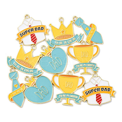10Pcs 5 Styles Father's Day Alloy Enamel Pendants ENAM-FP0002-18-1