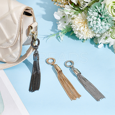 3 Sets 3 Colors  Alloy Keychain Tassel Chain Pendant Decoration HJEW-UN0001-25-1