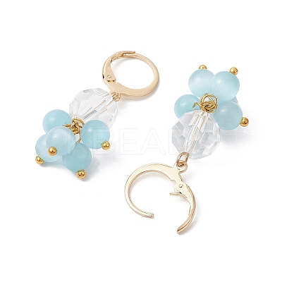 Round Cat Eyes Leverback Earrings EJEW-JE05841-1