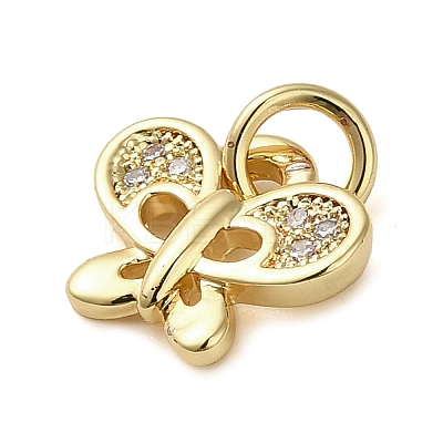 Brass Micro Pave Clear Cubic Zirconia Pendants KK-U005-01A-G-1