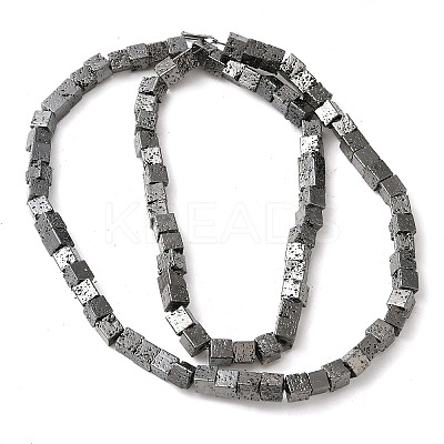 Electroplated Natural Lava Rock Beads Strands G-L606-E02-01E-1