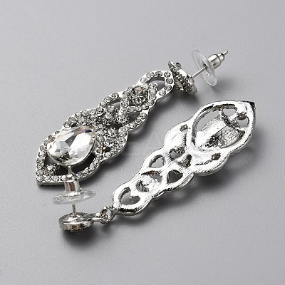 Crystal Rhinestone Teardrop Dangle Stud Earrings EJEW-WH0017-15P-1