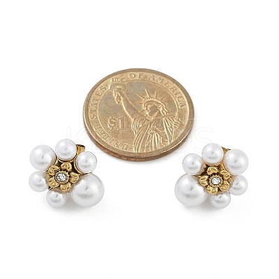 Ion Plating(IP) 304 Stainless Steel Flower Stud Earrings EJEW-A119-03G-1