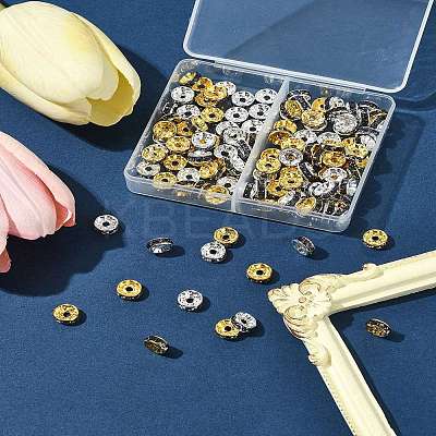 120Pcs 2 Colors Brass Rhinestone Spacer Beads RB-FS0001-05C-1