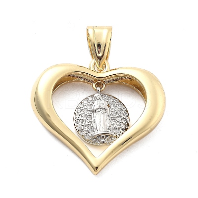 Rack Plating Brass with Cubic Zirconia Pendants KK-Q017-10C-G-1