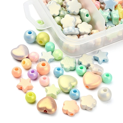 260Pcs 5 Style Spray Painted Opaque Acrylic Beads SACR-YW0001-32-1