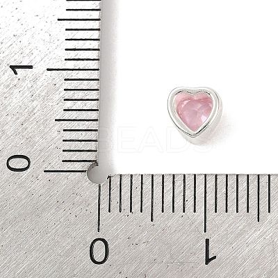 925 Sterling Silver Cubic Zirconia Heart Beads STER-F060-03S-03-1