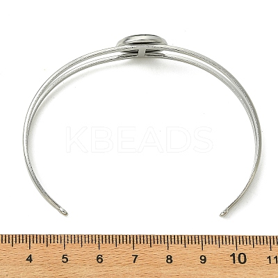 3Pcs 3 Styles Natural Abalone Shell 304 Stainless Steel Open Cuff Bangle Sets with Enamel BJEW-JB14413-02-1