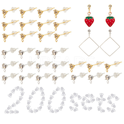 Brass Post Earring Findings KK-SC0001-61-1
