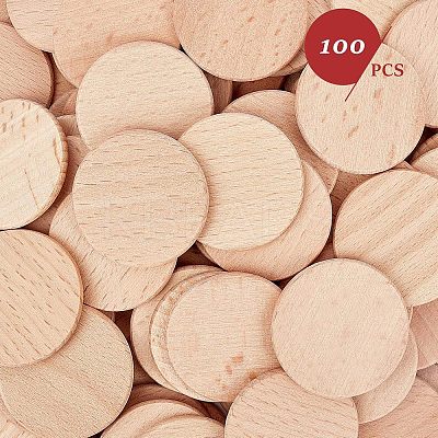 Beech Wooden Round Pieces WOOD-WH0101-32B-1