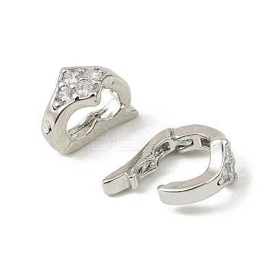Brass Micro Pave Clear Cubic Zirconia Fold Over Clasps LS-KK-C107-11P-1