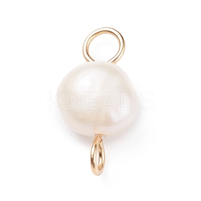 Natural Cultured Freshwater Pearl Connector Charms PALLOY-JF01394-03-1