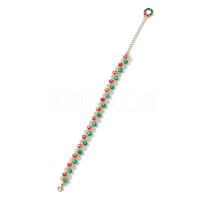 Christmas Glass & Glass Seed Beaded Bracelets for Women BJEW-MZ00228-1