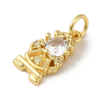 Brass Micro Pave Clear Cubic Zirconia Pendants KK-R162-021B-G-1