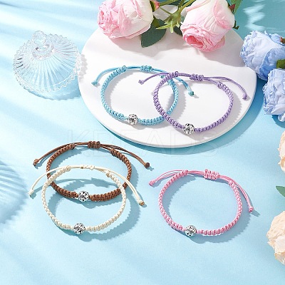 Eco-Friendly Korean Waxed Polyester Cord Braided Bracelet for Women BJEW-JB12503-1