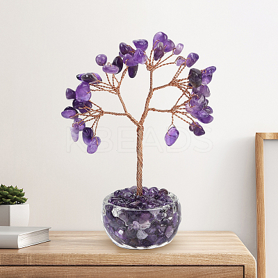 1Pc Natural Amethyst Chips Tree of Life Decorations DJEW-DJ0001-08B-1