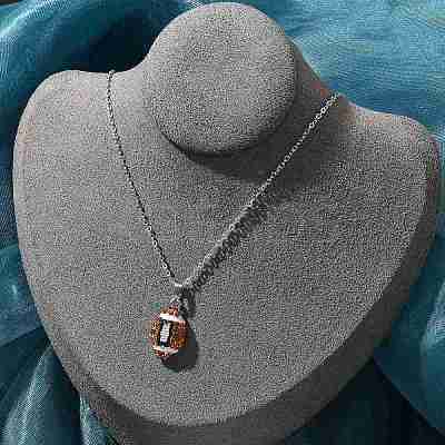 Zinc Alloy Topaz Rhinestone Sport Ball Pendant Cable Chain Necklaces NJEW-U024-01P-06-1