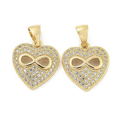 Brass Micro Pave Clear Cubic Zirconia Pendants ZIRC-P113-07E-G-1