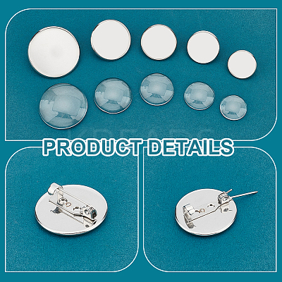 DIY Blank Dome 304 Stainless Steel Brooch Making Kit DIY-UN0056-16-1