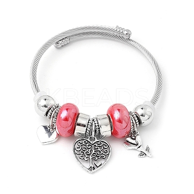 European Style Stainless Steel & Alloy Charm Bangles for Women PW-WG243C0-04-1