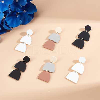 3 Pairs 3 Style Polymer Clay Dangle Stud Earrings with 316 Surgical Stainless Steel Pins EJEW-AN0004-28-1