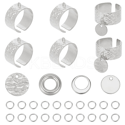 DIY Flat Round Charms Cuff Ring Making Kit DIY-DR0001-22P-1