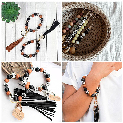 100Pcs 2 Patterns Printed Natural Wooden Beads WOOD-BY0001-01-1