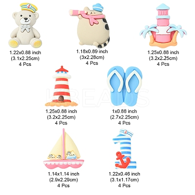 28Pcs 7 Styles Nautical Themed Opaque Resin Cabochons CRES-FS0001-09-1