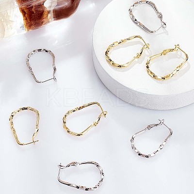 4 Pairs 2 Colors Twist Teardrop Huggie Hoop Earrings EJEW-GA0001-03-1