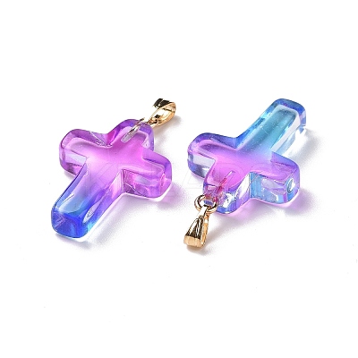Two Tone Transparent Glass Pendants GLAA-A004-02F-1