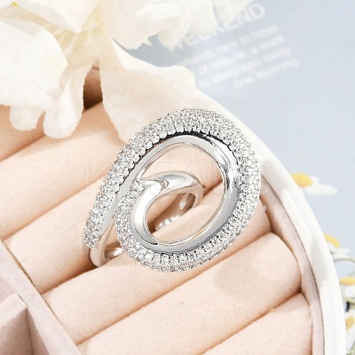 Brass Micro Pave Clear Cubic Zirconia Cuff Rings for Women Men RJEW-Z080-04P-1