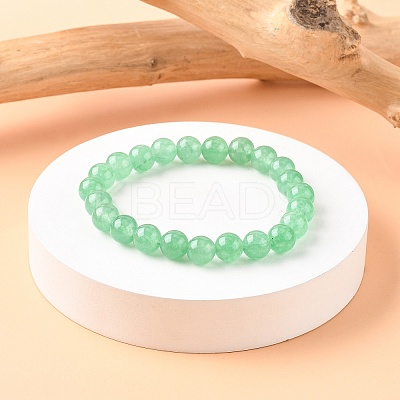 Dyed Natural Green Aventurine Beads Stretch Bracelets LS-X-BJEW-Q305-1
