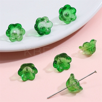 10Pcs Gradient Color Transparent Glass Bead Caps PW-WG464DA-20-1