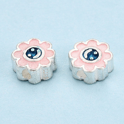 925 Sterling Silver Enamel Beads STER-T008-36C-1