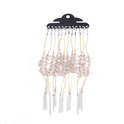 Handmade Braided Raffia Charm Bracelets AJEW-S072-28L-1