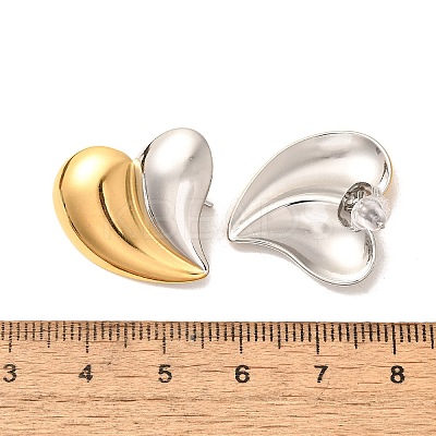 304 Stainless Steel Two Tone Stud Earrings EJEW-F355-04GP-03-1