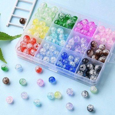 216Pcs 12 Colors Transparent Crackle Acrylic Beads CACR-YW0001-05-1