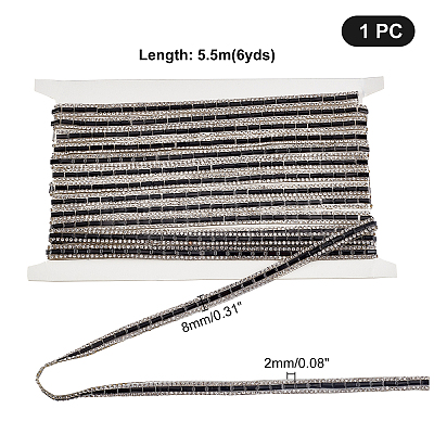 Glass Rhinestone Hotfix Rhinestone & Pearl Ribbon DIY-WH0016-64B-1