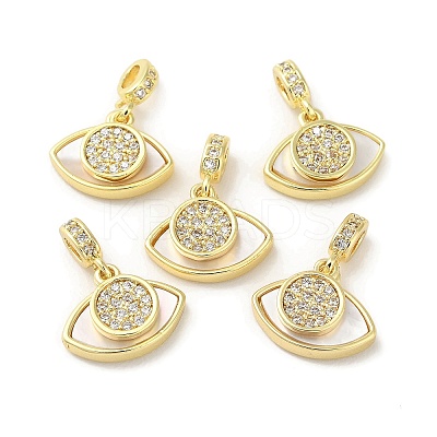Brass Micro Pave Clear Cubic Zirconia European Dangle Charms BSHE-Z003-07G-1