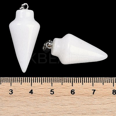 Natural White Jade Gemstone Pointed Pendants G-K384-01P-09-1