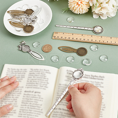 38pcs 14 Styles Alloy with  Iron Bookmark Cabochon Setting FIND-NB0005-25-1