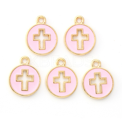 Light Gold Plated Alloy Enamel Pendants X-ENAM-R136-18B-1